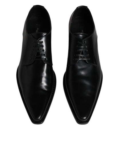 Dolce & Gabbana Black Patent Leather Derby Men Dress Shoes