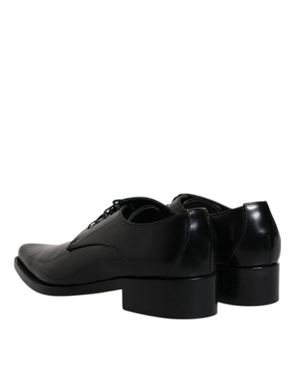 Dolce & Gabbana Black Patent Leather Derby Men Dress Shoes