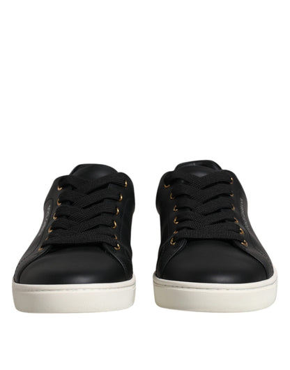 Dolce & Gabbana Black Leather Logo London Sneaker Shoes