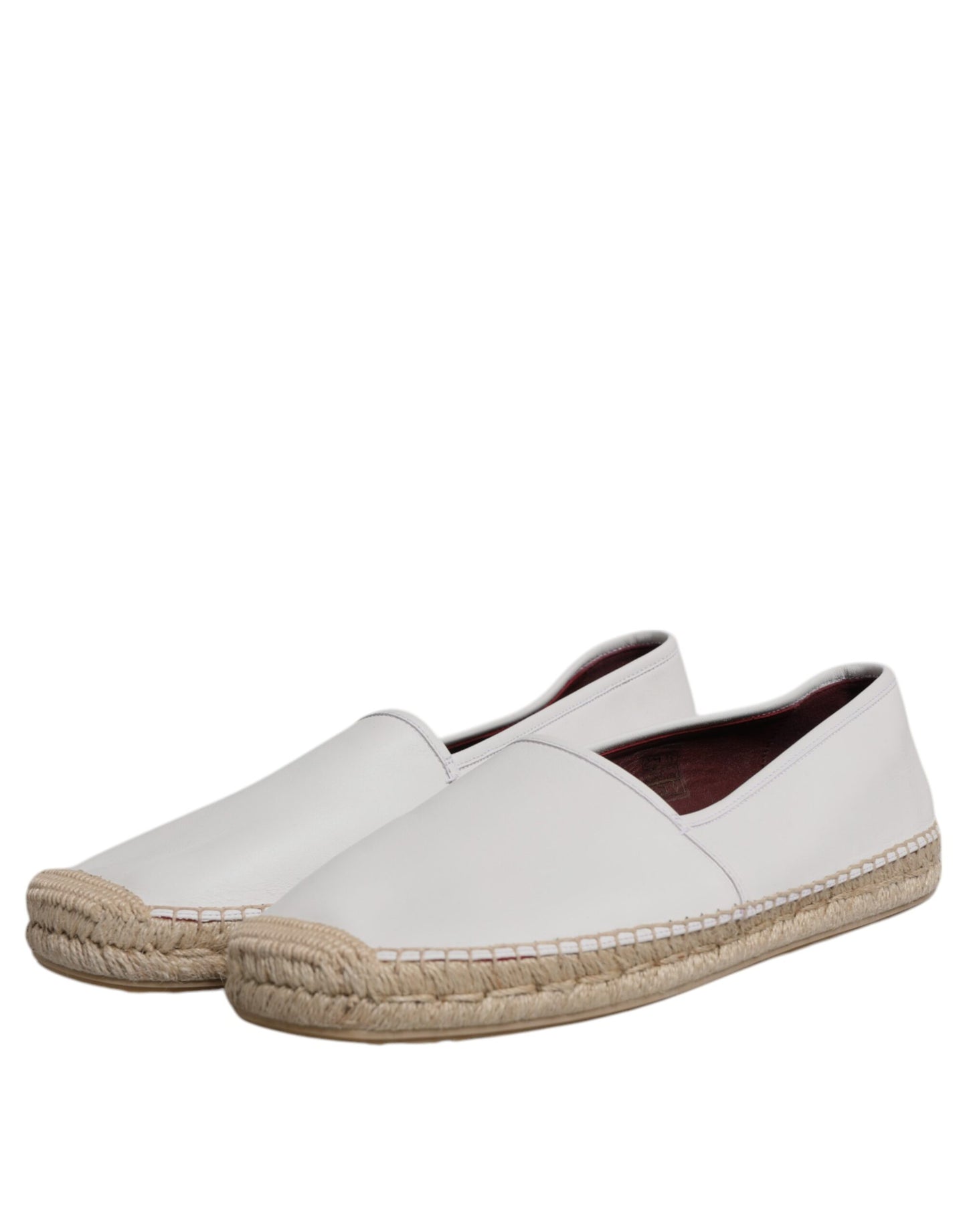 Dolce & Gabbana White Calfskin Leather Men Espadrilles Shoes