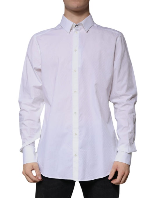 Dolce & Gabbana White Cotton Long Sleeve MARTINI Dress Shirt