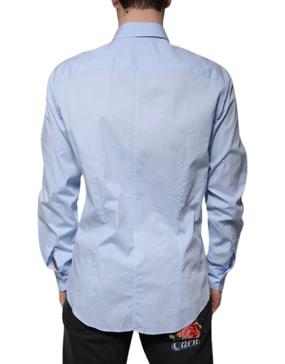 Dolce & Gabbana Light Blue Cotton Slim Fit MARTINI Dress Shirt