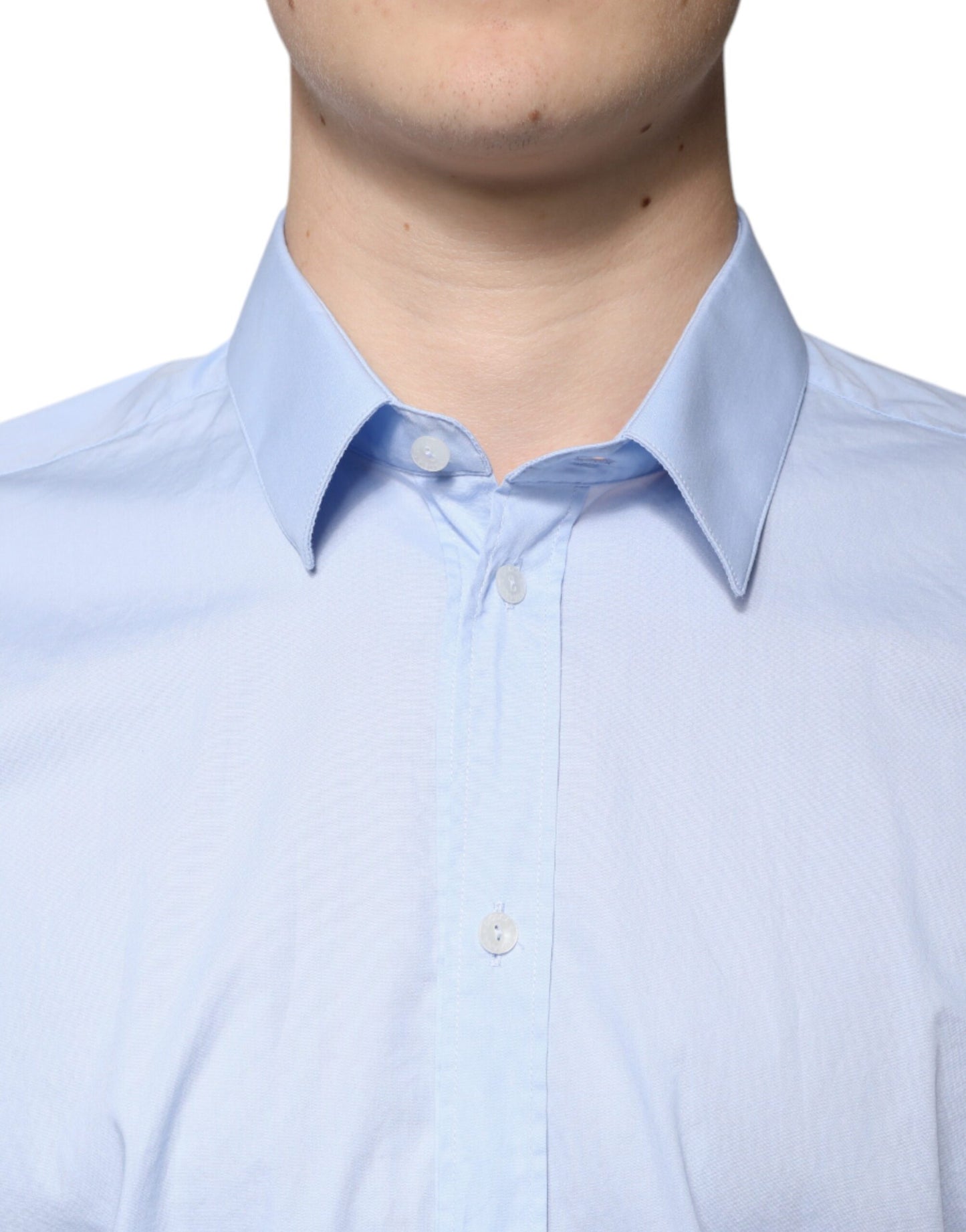 Dolce & Gabbana Light Blue Cotton Slim Fit MARTINI Dress Shirt