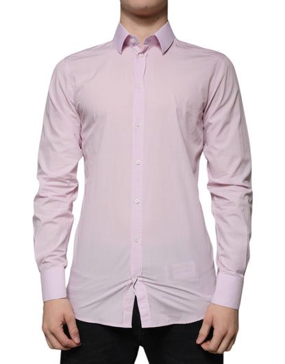 Dolce & Gabbana Light Pink Cotton Slim Fit GOLD Dress Shirt