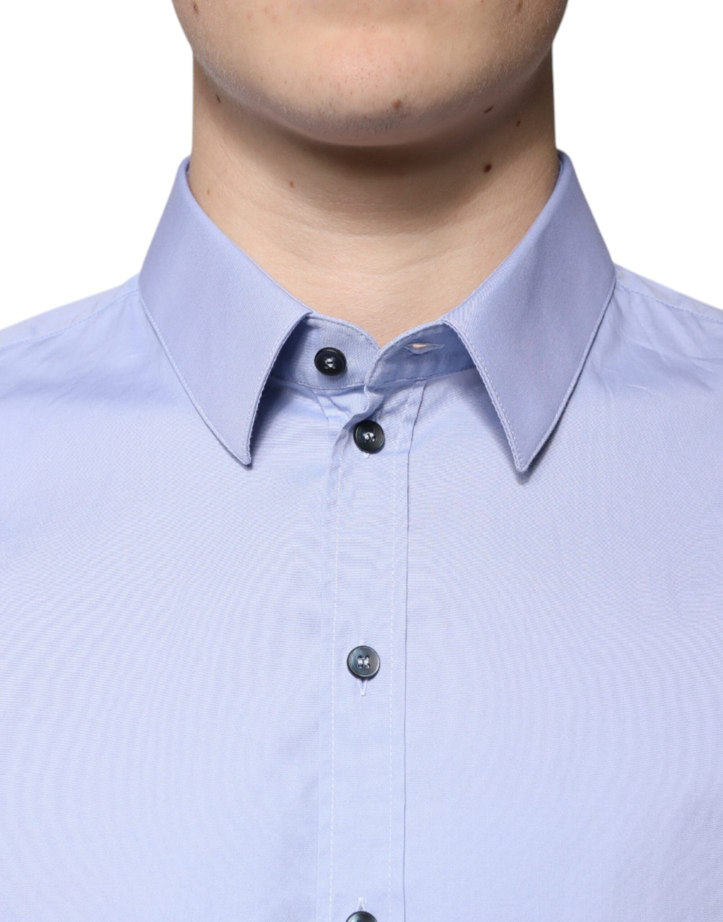 Dolce & Gabbana Light Blue Cotton Slim SICILIA Dress Shirt