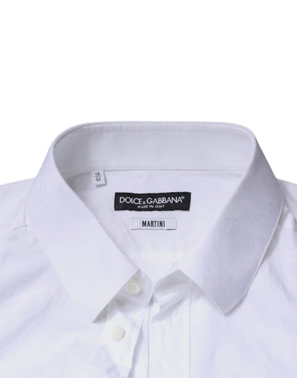 Dolce & Gabbana White Cotton Slim Fit Men MARTINI Dress Shirt