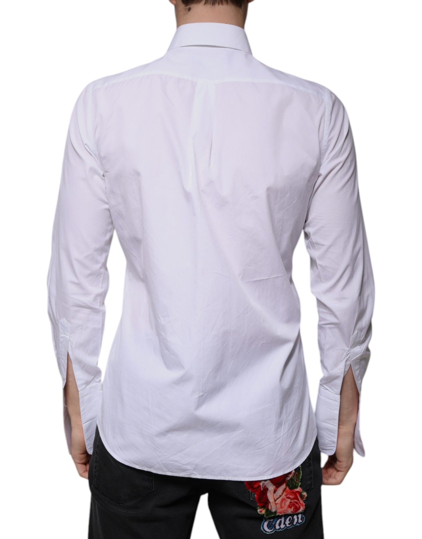 Dolce & Gabbana White Bib Cotton Poplin GOLD Men Formal Shirt