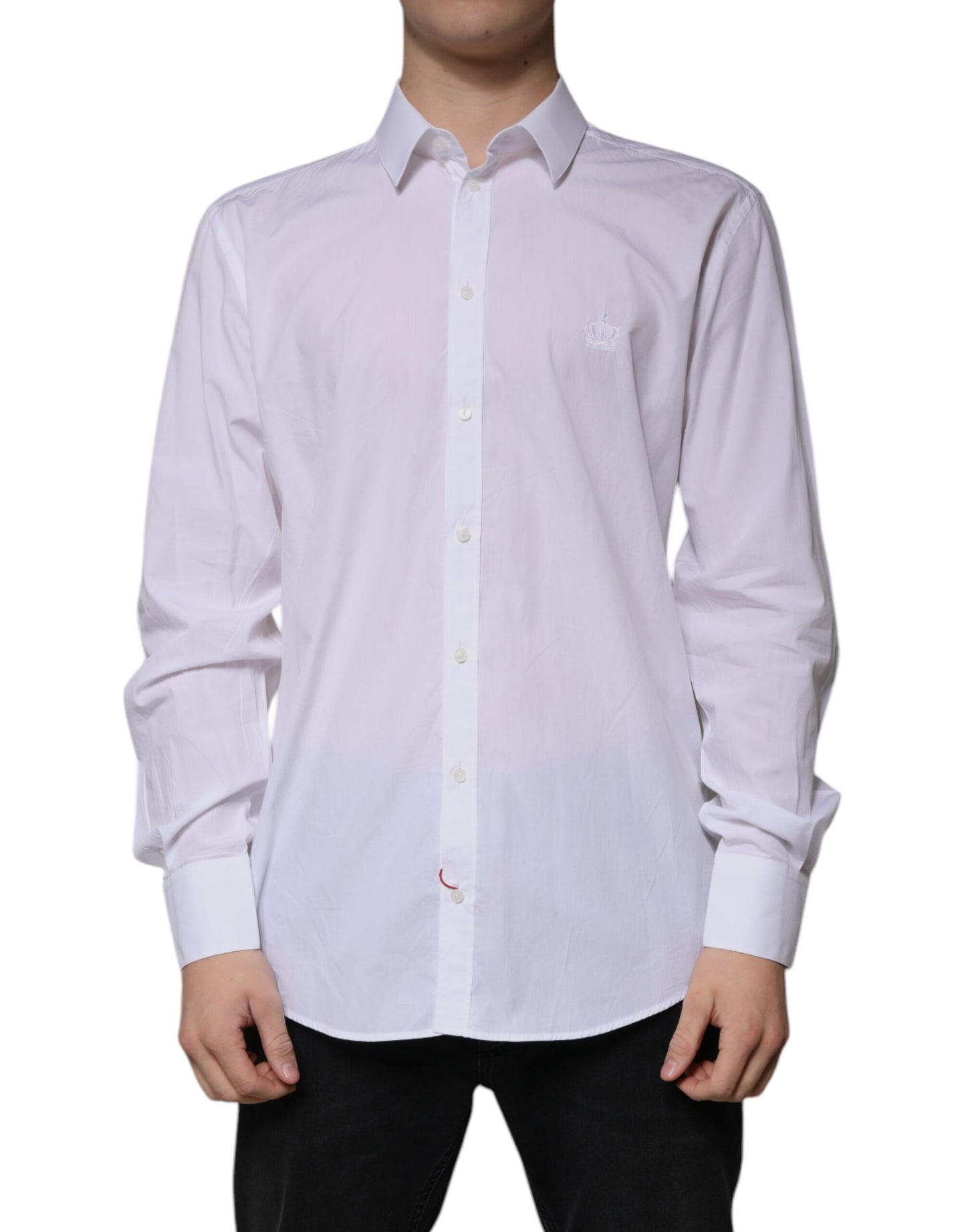 Dolce & Gabbana White Cotton Slim Fit MARTINI Dress Shirt