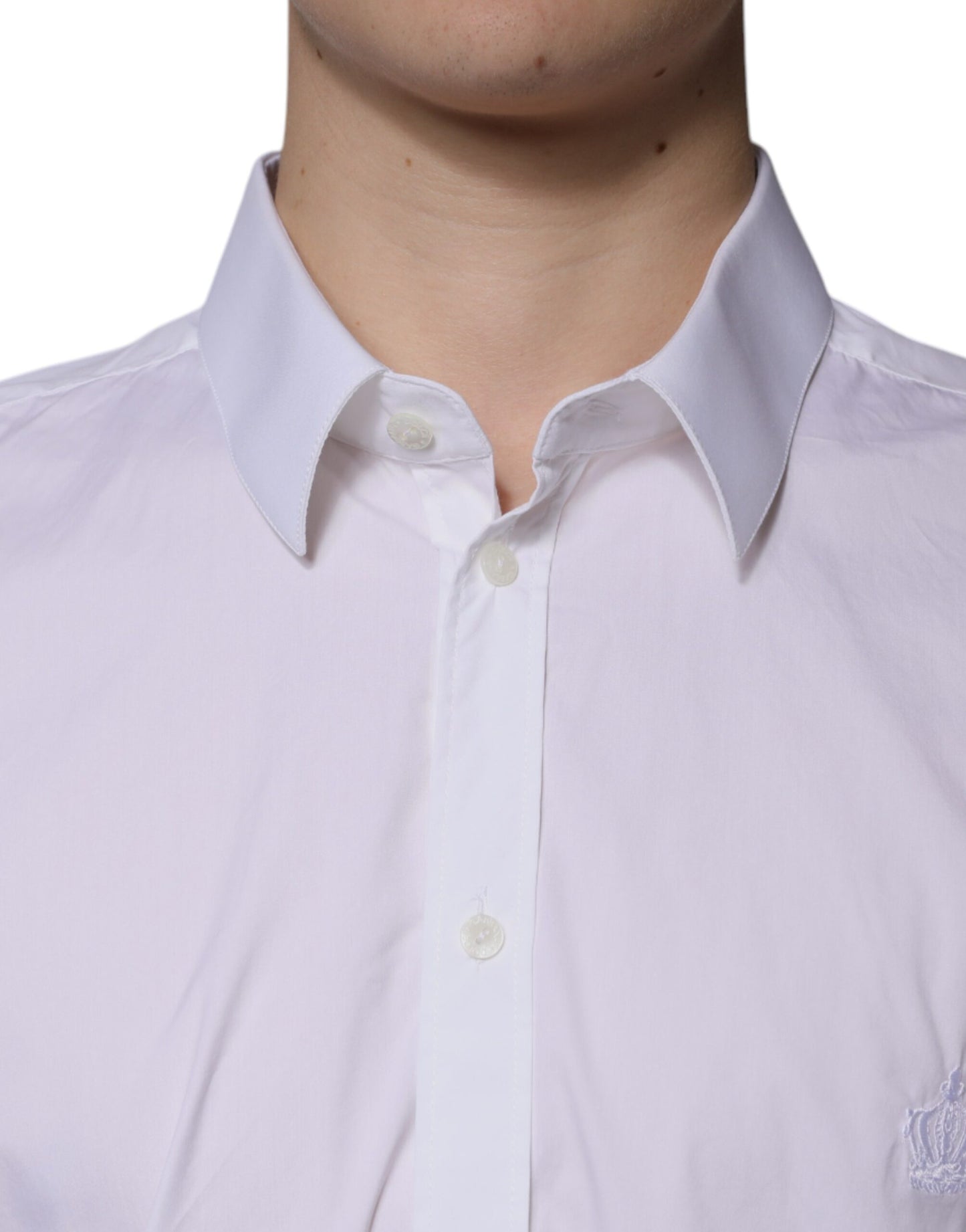 Dolce & Gabbana White Cotton Slim Fit MARTINI Dress Shirt