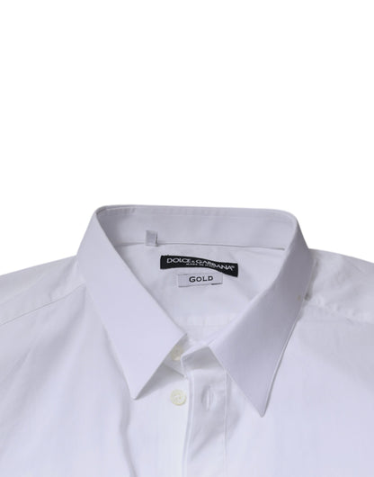 Dolce & Gabbana White Cotton Slim Fit GOLD Men Dress Shirt