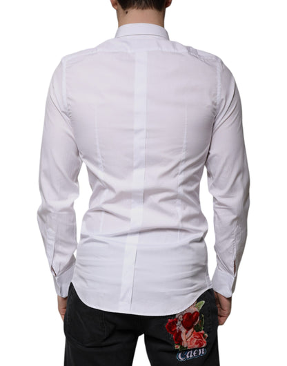 Dolce & Gabbana White Cotton Formal Men GOLD Dress Shirt