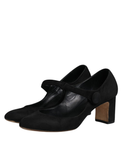 Dolce & Gabbana Black Suede Leather KEIRA Heels Pumps Shoes