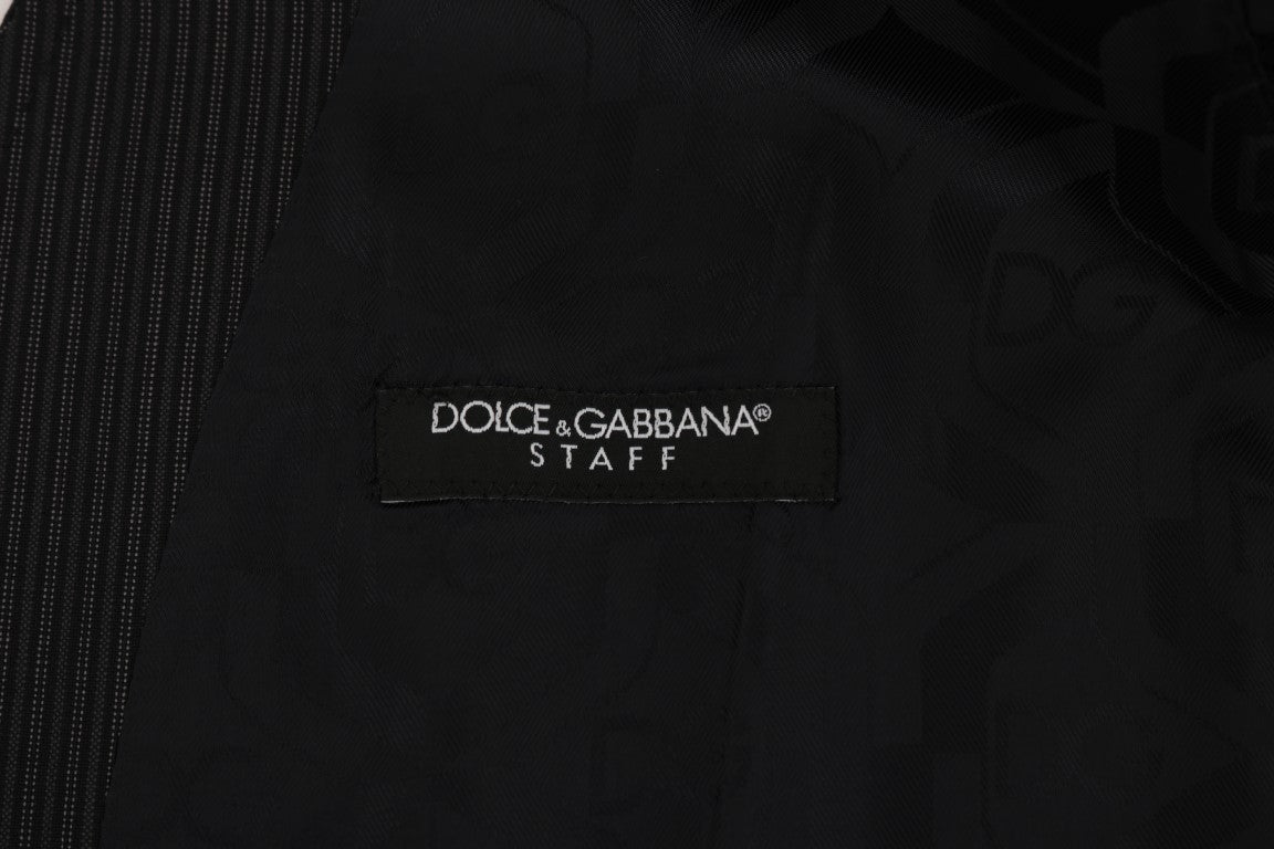 Dolce &amp; Gabbana elegant grårandig ullblandningsväst