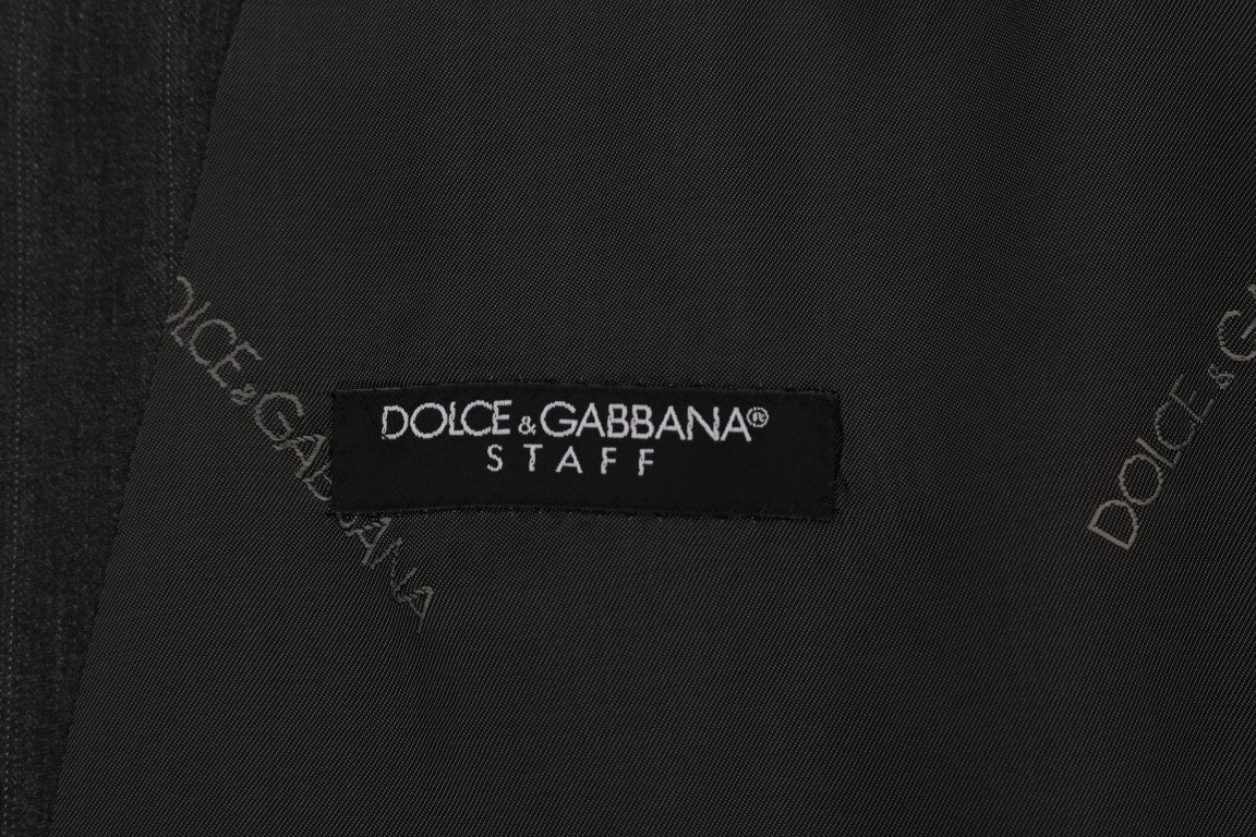 Dolce &amp; Gabbana Elegant grårandig enkelknäppt väst