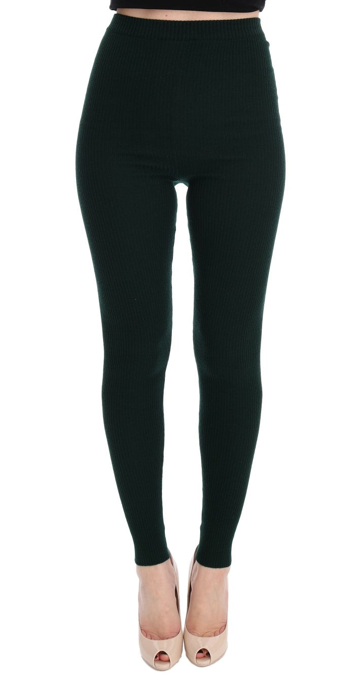 Dolce &amp; Gabbana Elegant High Waist Green Wool Tights