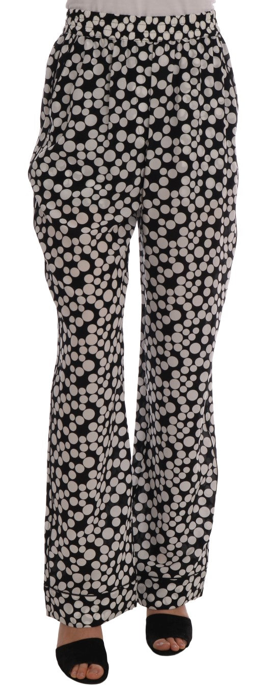 Dolce & Gabbana Elegant Polka Dot Silk High-Waist Pants