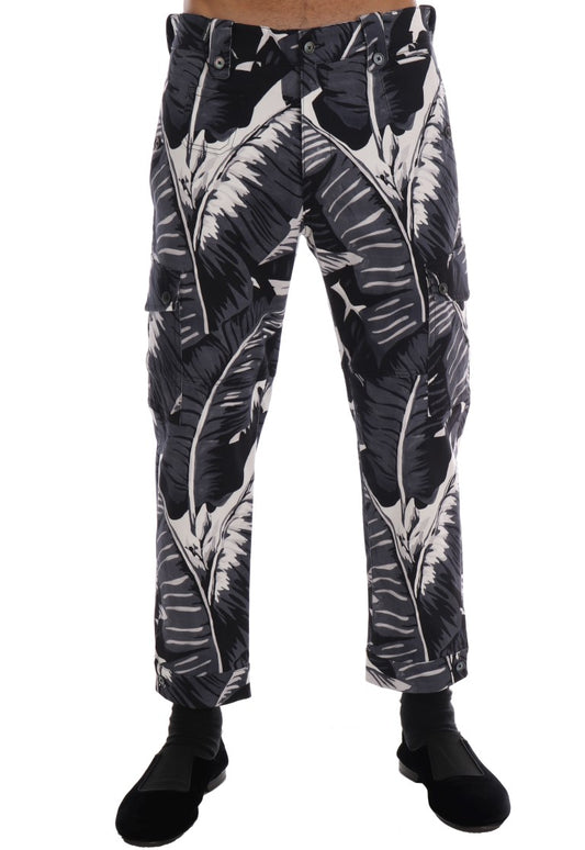 Dolce &amp; Gabbana Elegant Capri Casual Byxor i Banana Leaf Print