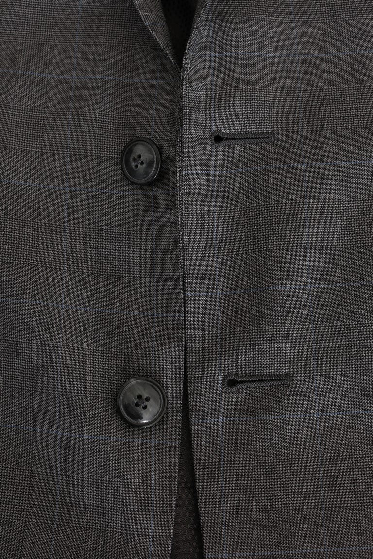 Dolce & Gabbana Sleek Gray Checkered Wool Blazer