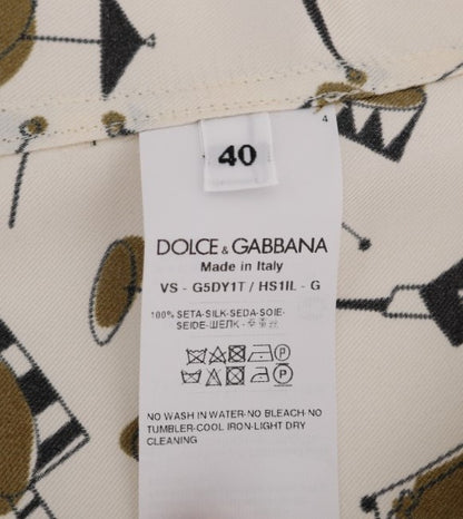 Dolce &amp; Gabbana Exklusiv Silk Casual Herrskjorta - JAZZ Motive