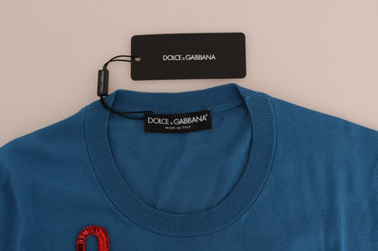 Dolce &amp; Gabbana Capri-tröja med paljetter i blått silke