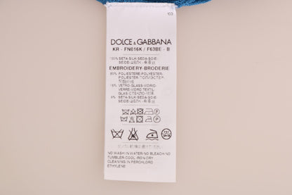 Dolce &amp; Gabbana Capri-tröja med paljetter i blått silke