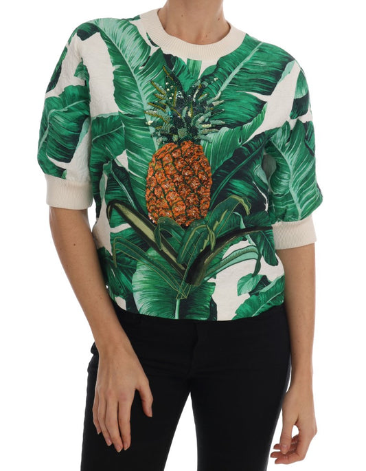 Dolce &amp; Gabbana Tropical Sequined Sweater - Lush Greenery Edition