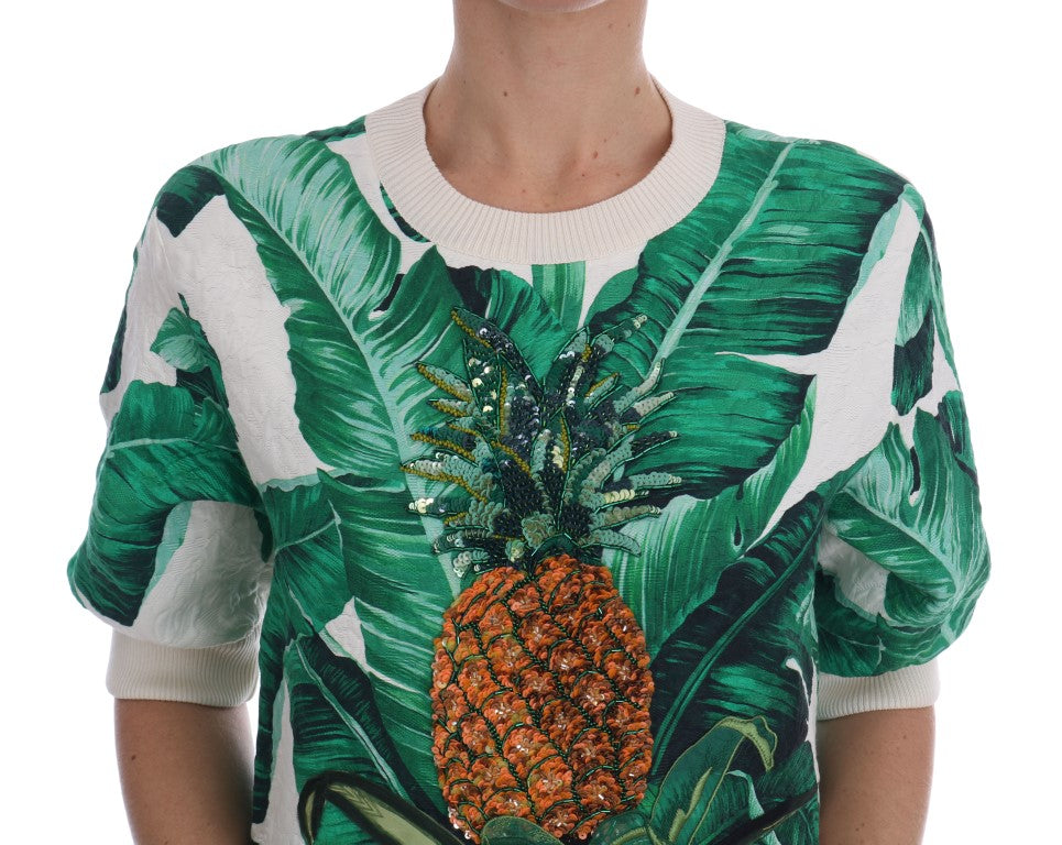 Dolce &amp; Gabbana Tropical Sequined Sweater - Lush Greenery Edition