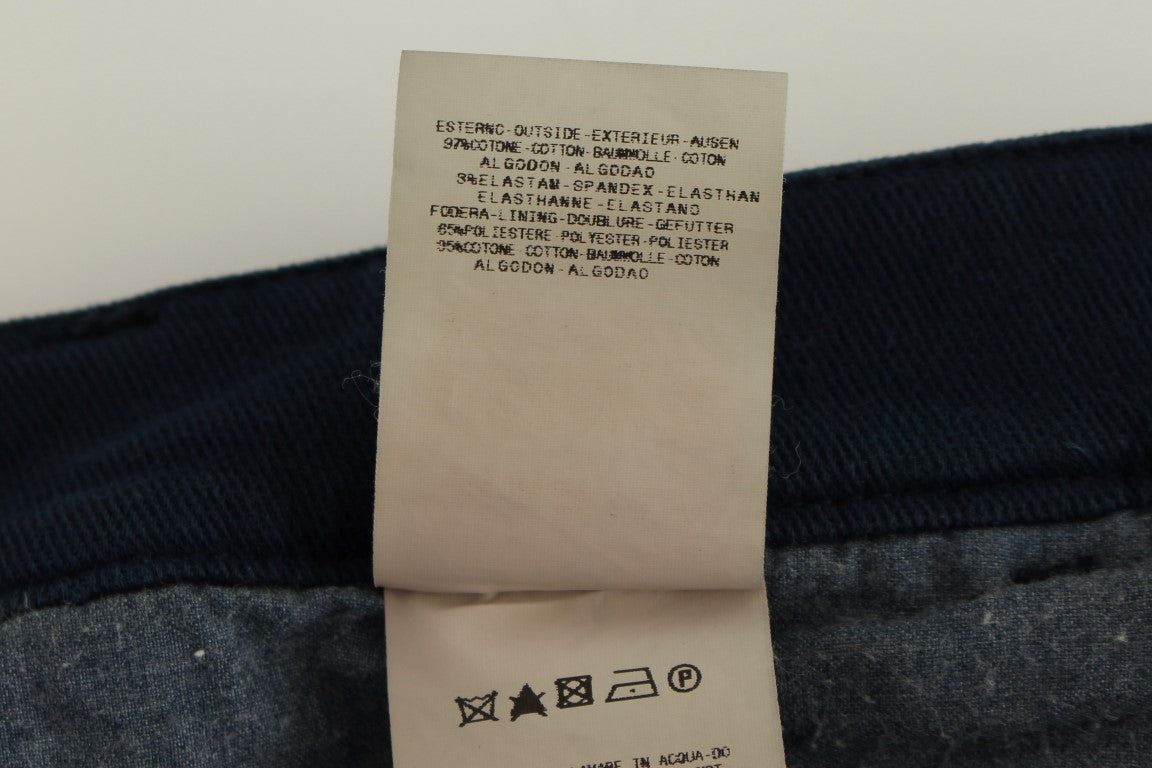 Pantalones chinos elásticos de algodón azul elegantes de GF Ferre