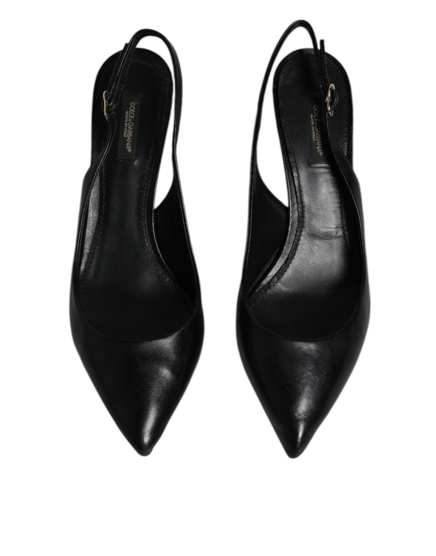 Dolce & Gabbana Black Leather High Heels Slingbacks Shoes