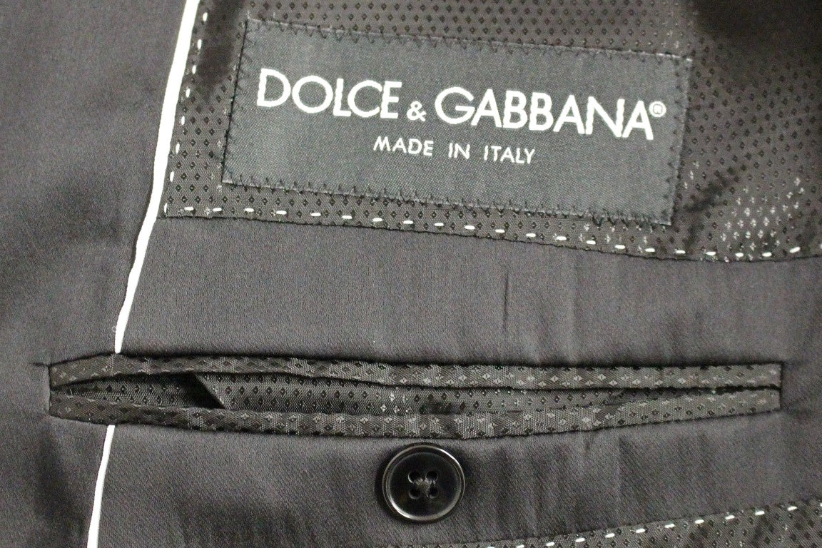 Dolce &amp; Gabbana elegant svartrandig ull-silkeblandningskostym