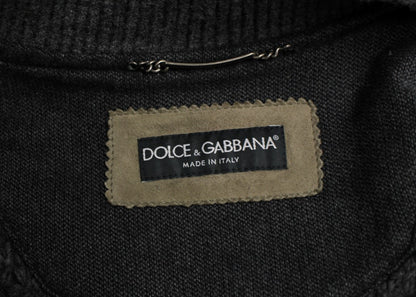 Dolce &amp; Gabbana elegant jacka i läder- och ullblandning