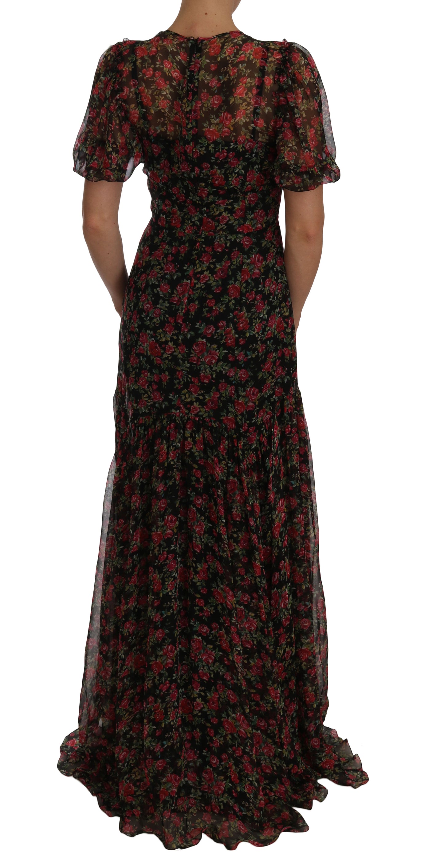 Vestido elegante de seda con corte en A y estampado floral de Dolce &amp; Gabbana