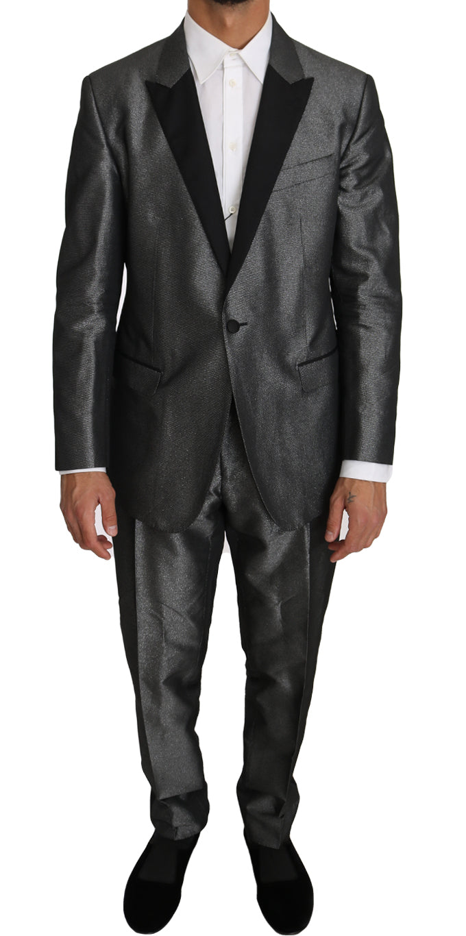 Dolce & Gabbana Elegant Gray Patterned Martini Suit