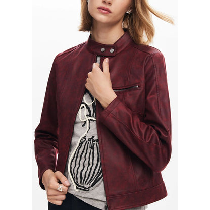 Desigual Bordeaux Polyester Jackets & Coat