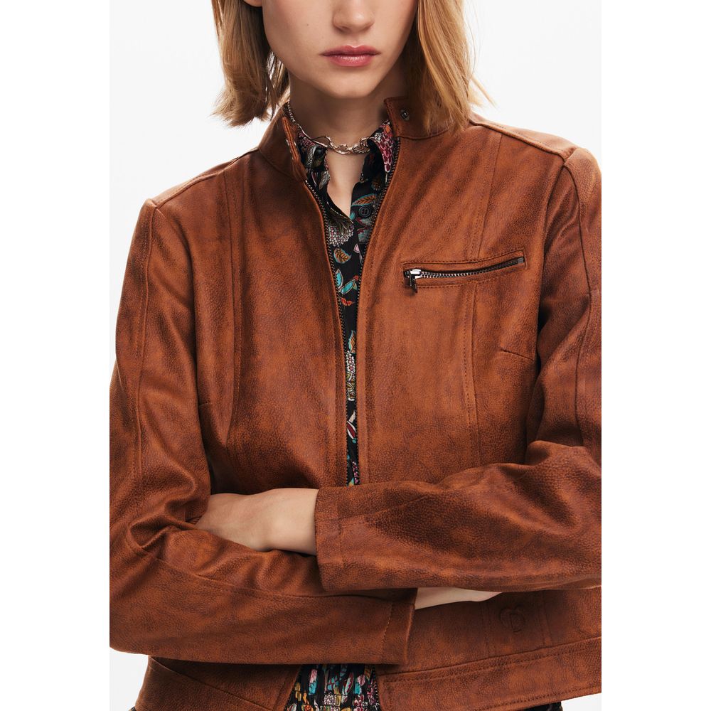 Desigual Brown Polyester Jackets & Coat