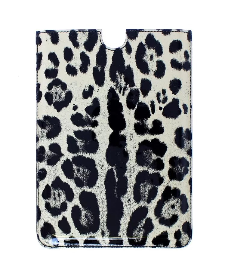 Dolce & Gabbana White Leopard Pattern Leather eBook Cover Tablet Case