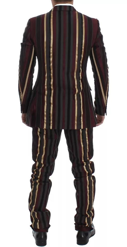 Dolce & Gabbana Multicolor Striped Runway 3 Piece Slim Fit Vest Suit