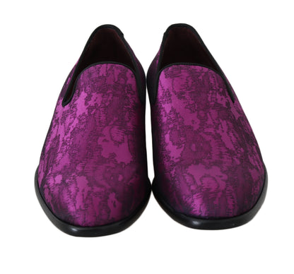 Dolce &amp; Gabbana Elegant Silk-Wool Blend Loafers i lila