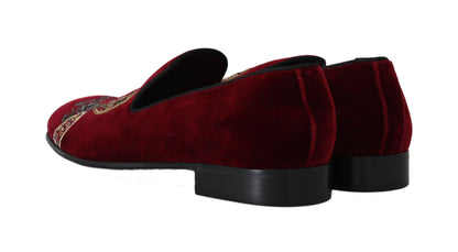 Dolce &amp; Gabbana Bordeaux sammetspaljetter Loafers för män