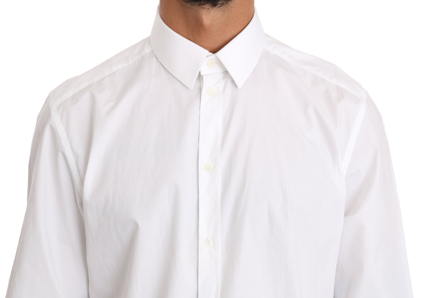 Dolce &amp; Gabbana Elegant Slim Fit Dress Shirt i Pure White