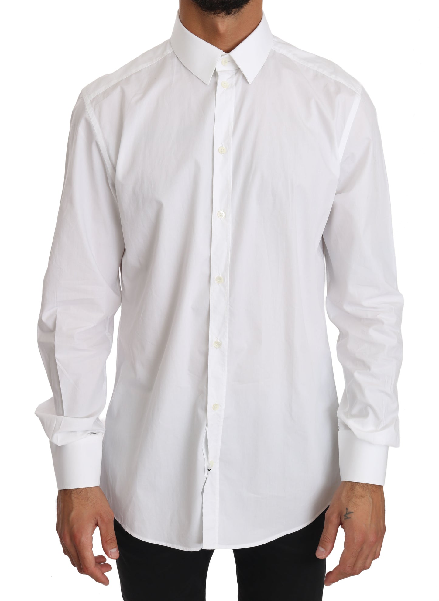 Dolce &amp; Gabbana Elegant Slim Fit Dress Shirt i Pure White