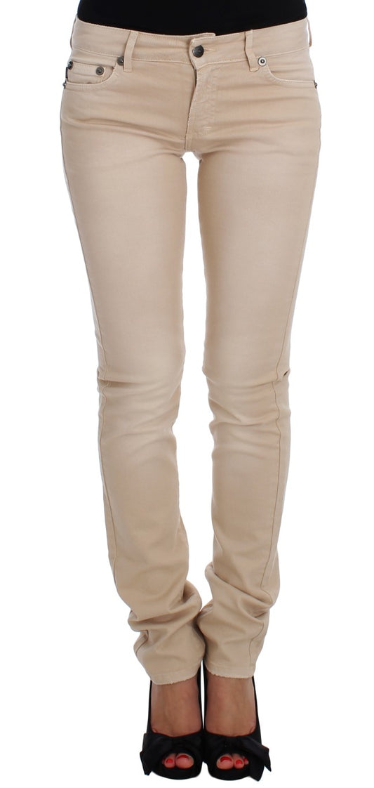 Cavalli Beige Stretch Slim Fit Jeans i bomull