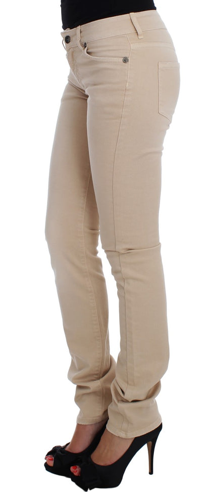 Cavalli Beige Stretch Slim Fit Jeans i bomull