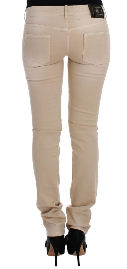 Cavalli Beige Stretch Slim Fit Jeans i bomull