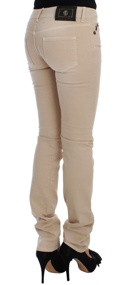 Cavalli Beige Stretch Slim Fit Jeans i bomull