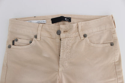 Cavalli Beige Stretch Slim Fit Jeans i bomull