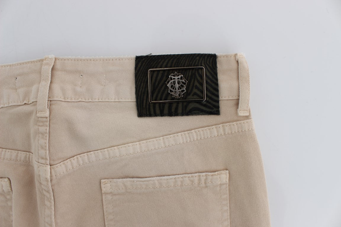 Cavalli Beige Stretch Slim Fit Jeans i bomull