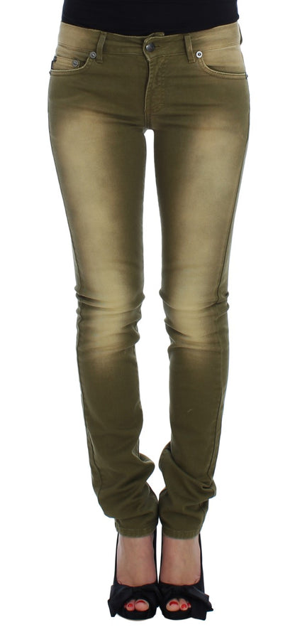 Cavalli Green Slim Fit Stretch Jeans i bomull