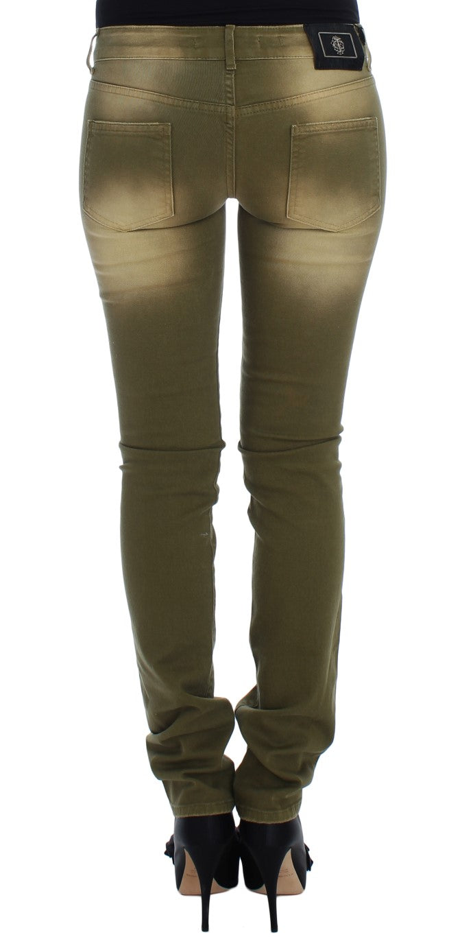 Cavalli Green Slim Fit Stretch Jeans i bomull