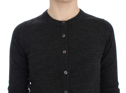 Dolce &amp; Gabbana Elegant grå ull cardigan tröja